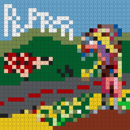 Custom Kona Town Buildable Brick Art